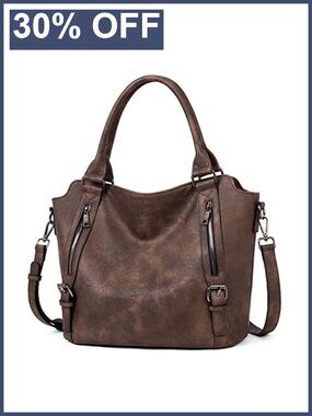 Large Vegan Leather Hobo Handbag Multi-Pocket Crossbody Shoulder Bag